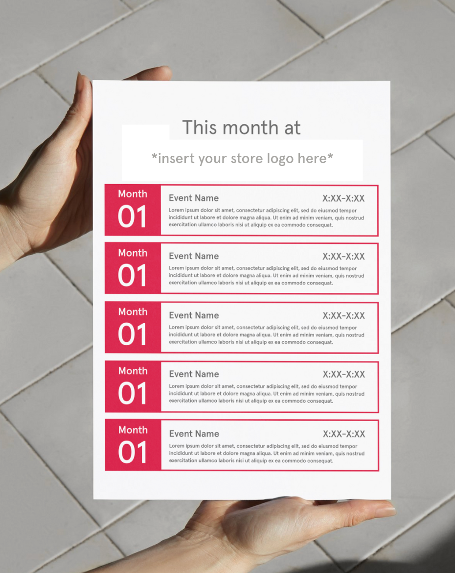 Monthly Event Calendar Template