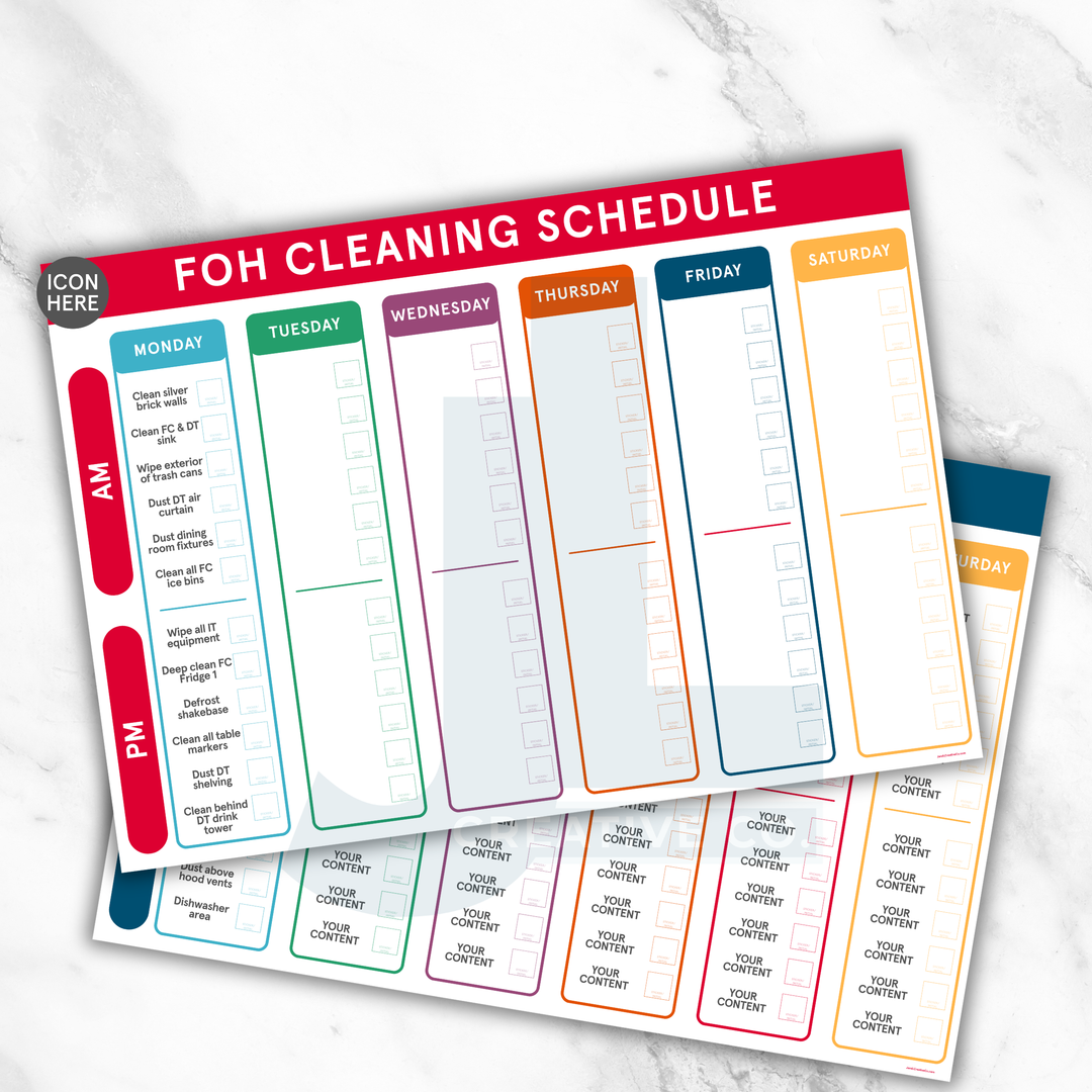 FOH & BOH Cleaning Schedule Checklist