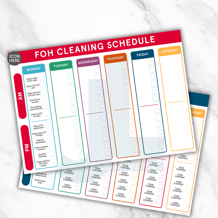 FOH & BOH Cleaning Schedule Checklist