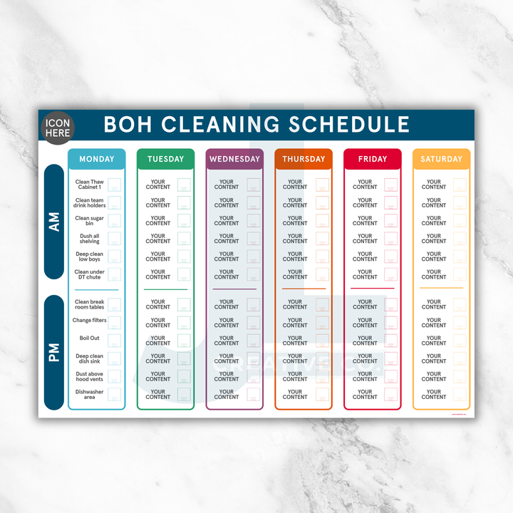 FOH & BOH Cleaning Schedule Checklist