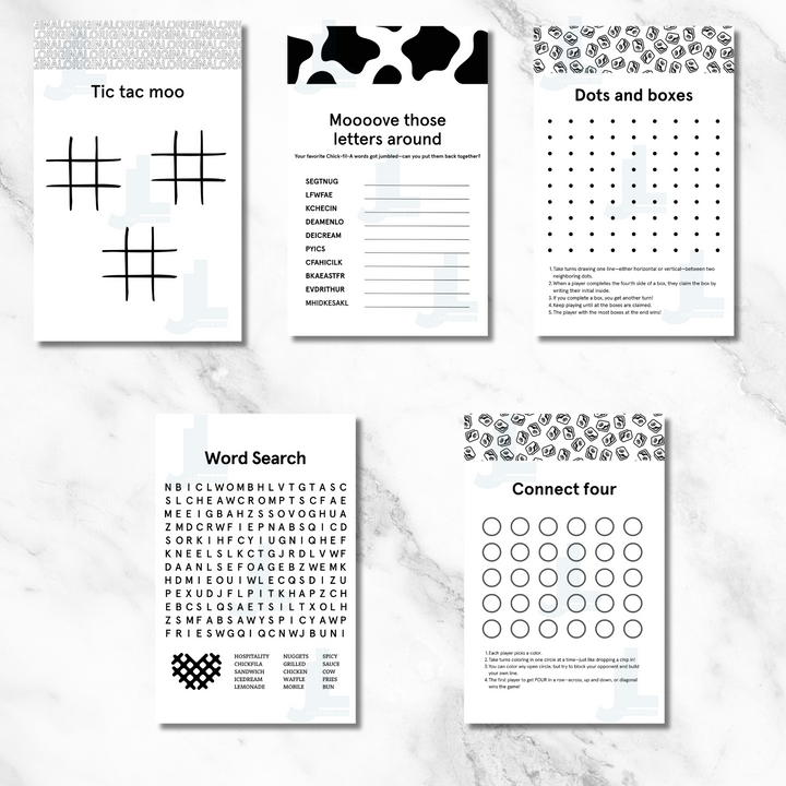 Half-Sheet Activity Pages