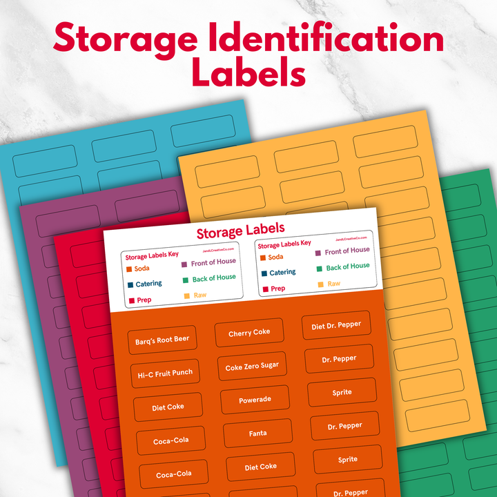 Storage Identification Labels (FOH & BOH)