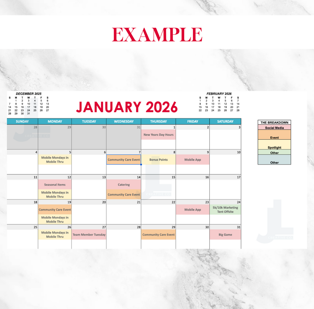 2026 Marketing Dashboard Calendar