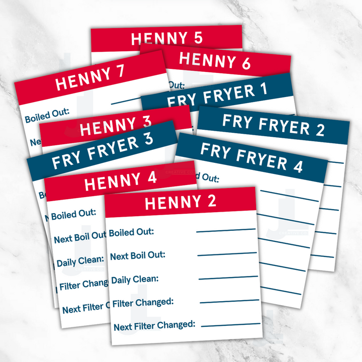 Henny & Fry Fryer Boil Out Tracker Stickers