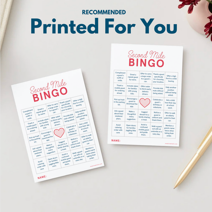 Second Mile Bingo Card