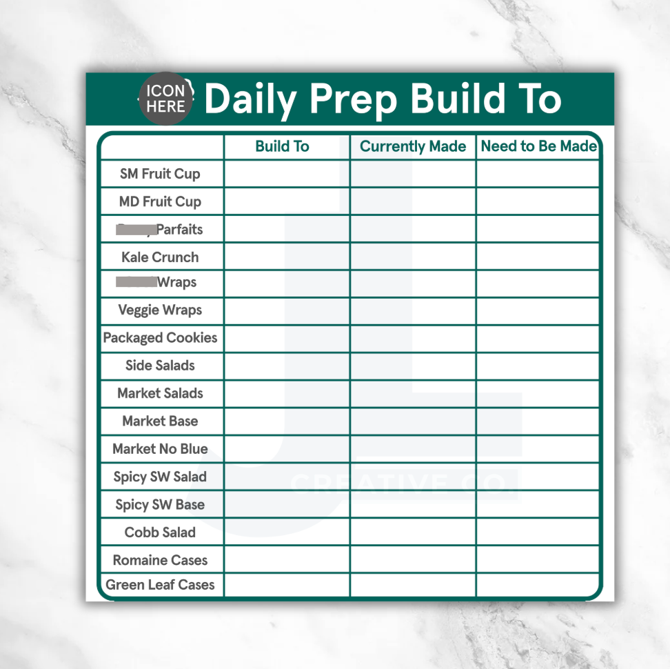 Daily Prep Build-To Tracker